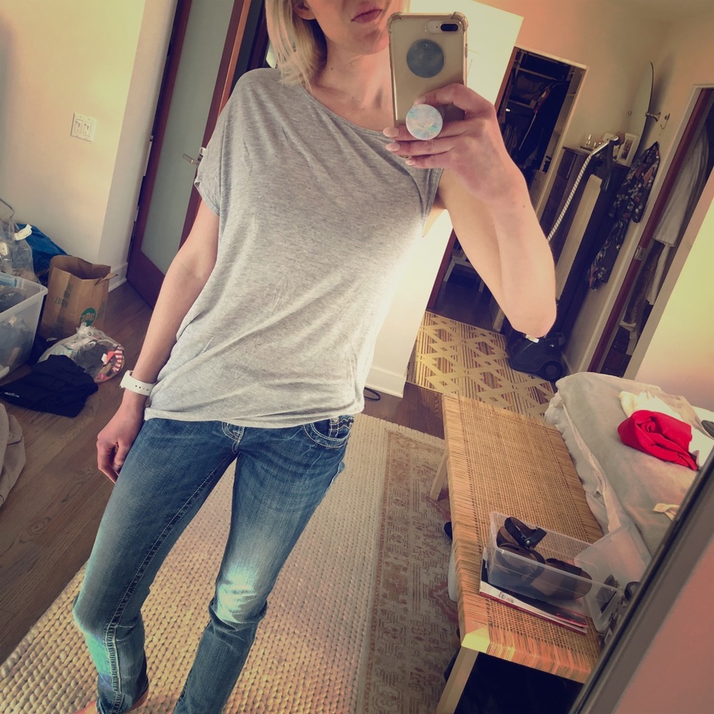 Gray Halston asymmetrical top